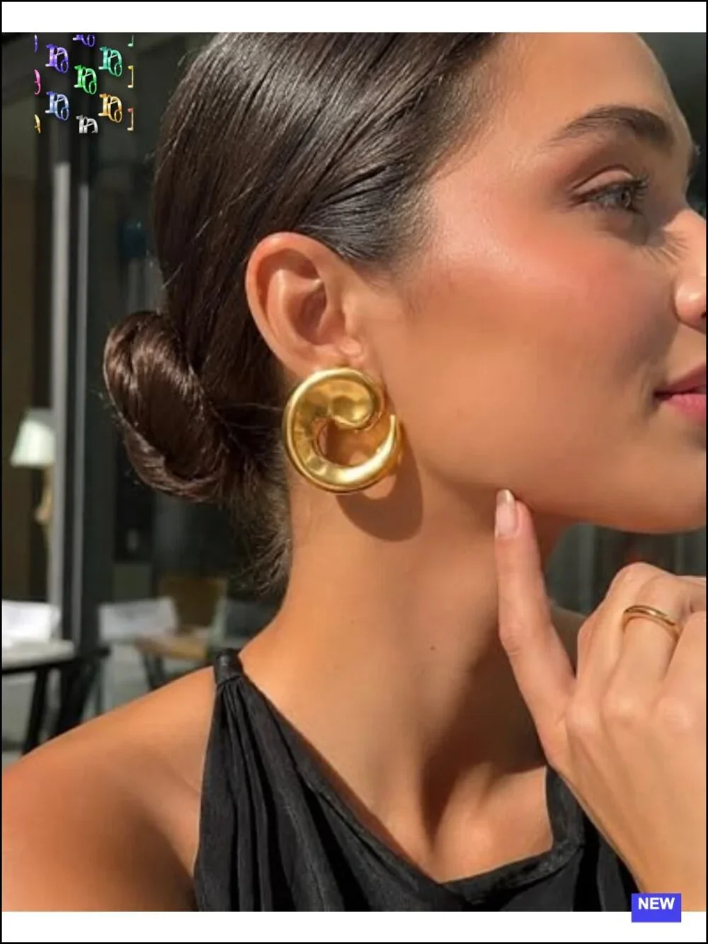 Chunky Gold Spiral Drop Dangle Earrings for Women
